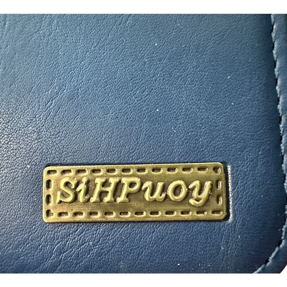 SiHPuoy Wallet Case iPhone 13 Pro Max‎ Card Holder Zipper Wrist Strap Blue